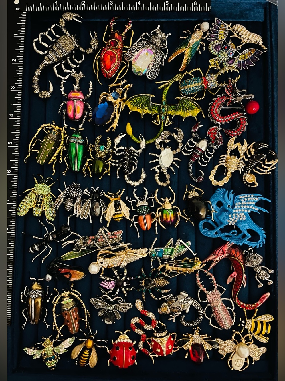 Lot 40 Bug Rhinestone Enamel Insect Brooch Pin Dragon Scorpion Beetle Gift